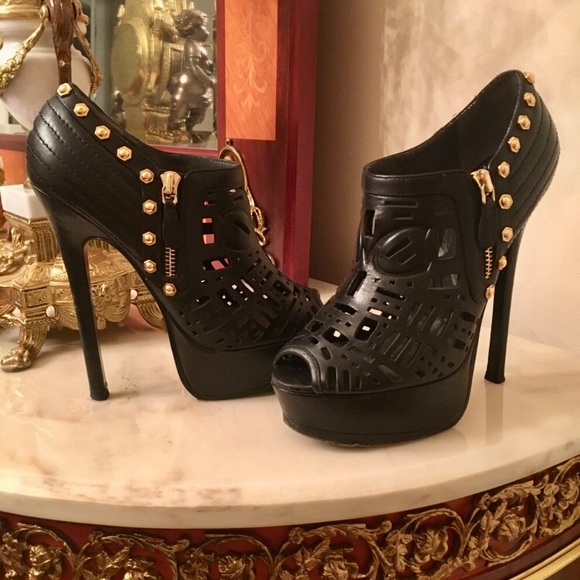 Monika Chiang Shoes - Monika Chiang Leather Studded Lazer Cut Bootie